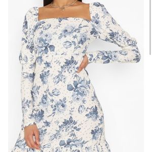 Blue and white ruffle dress